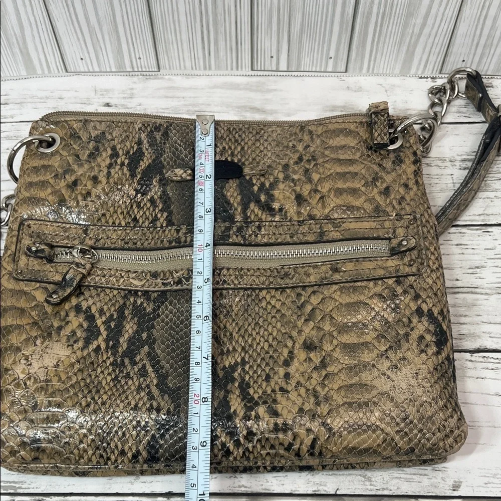 Nicole Faux Snakeskin Crossbody Shoulder Bag Brown Neutral Animal Print